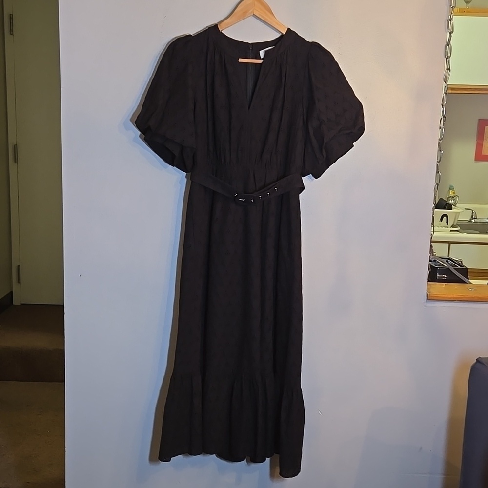 Diane Von Furstenberg Polina Belted Eyelet Short Puff Sleeved Midi Dress NWOT - Picture 4 of 16